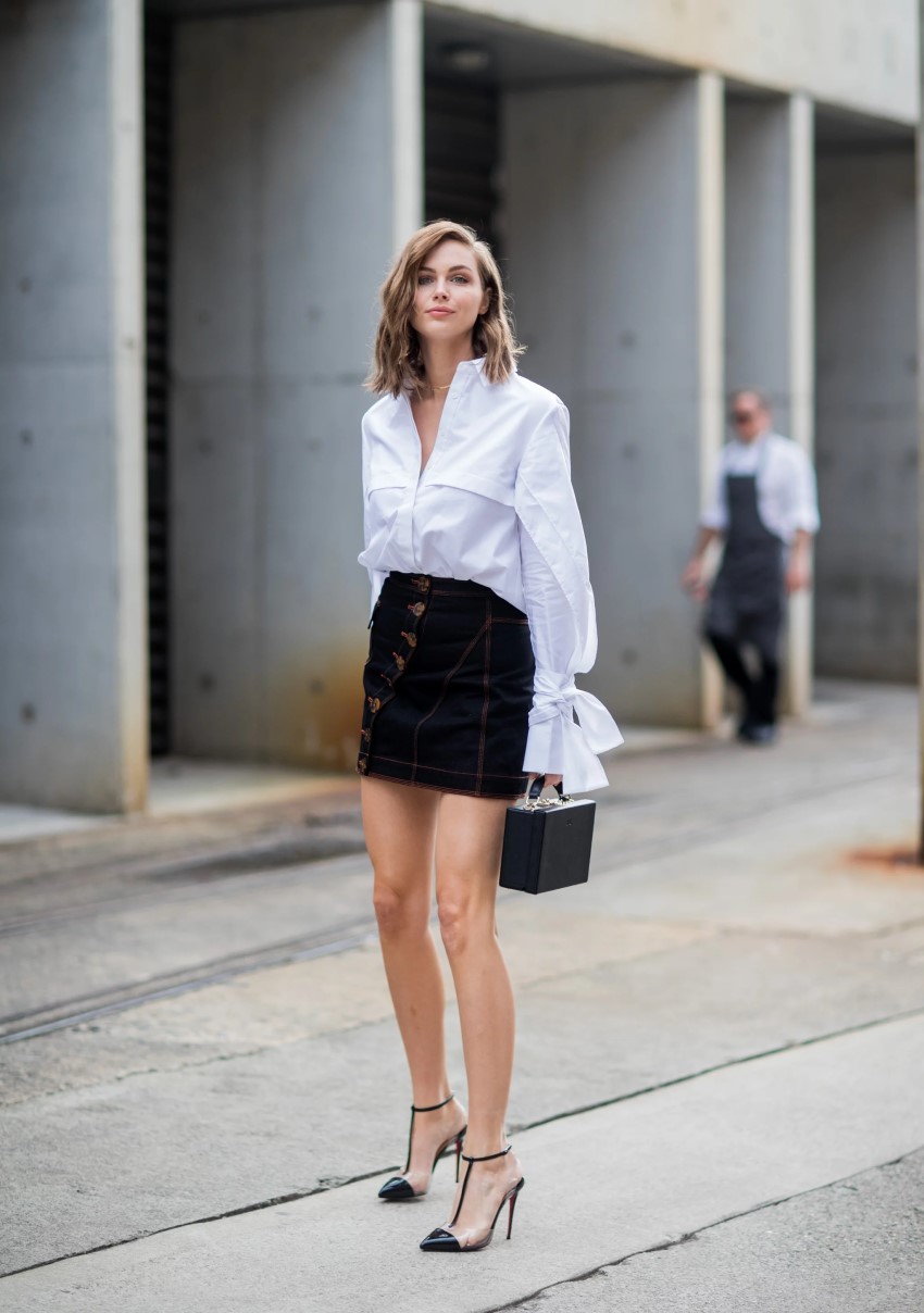 White shirt and a skirt